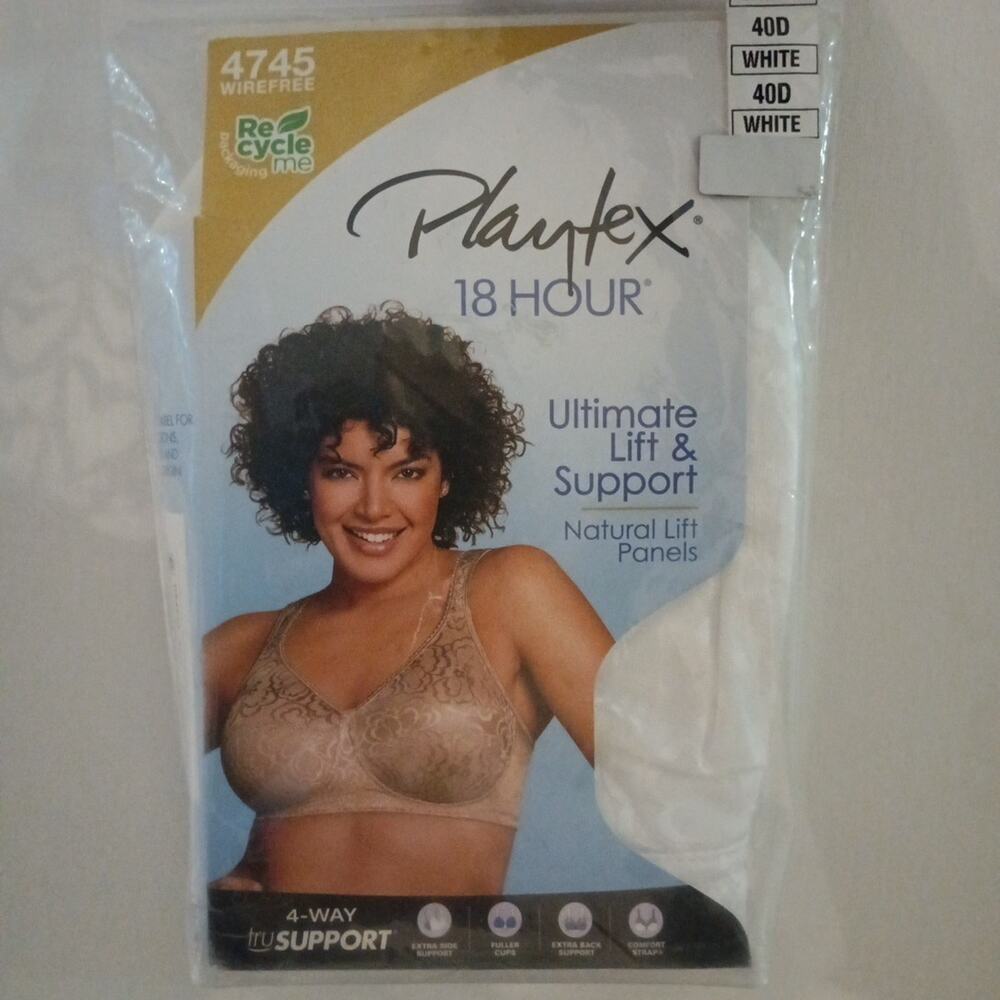 Playtex Women's 18 Hour Ultimate Lift and Support Wirefree Bra Size 40D White